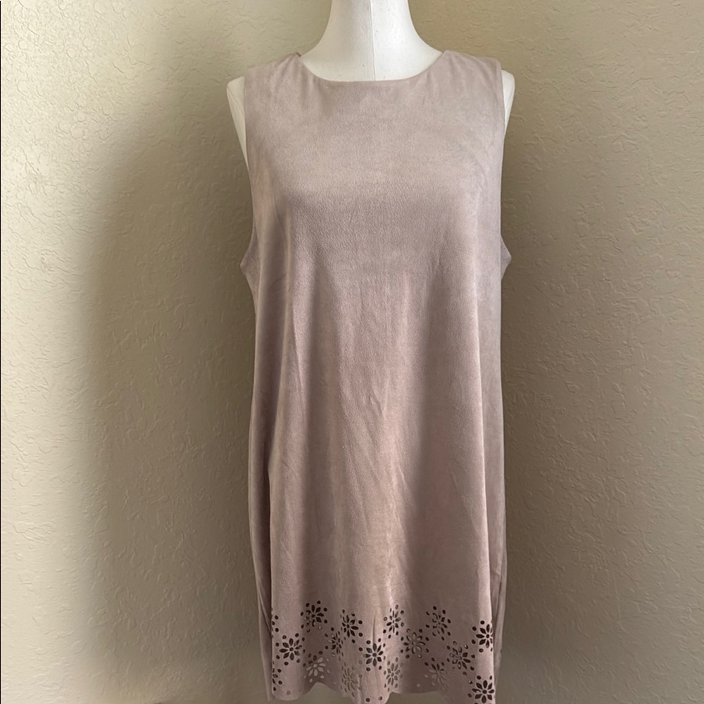Alya Women's Faux Suede Sleeveless Mini Dress - beige